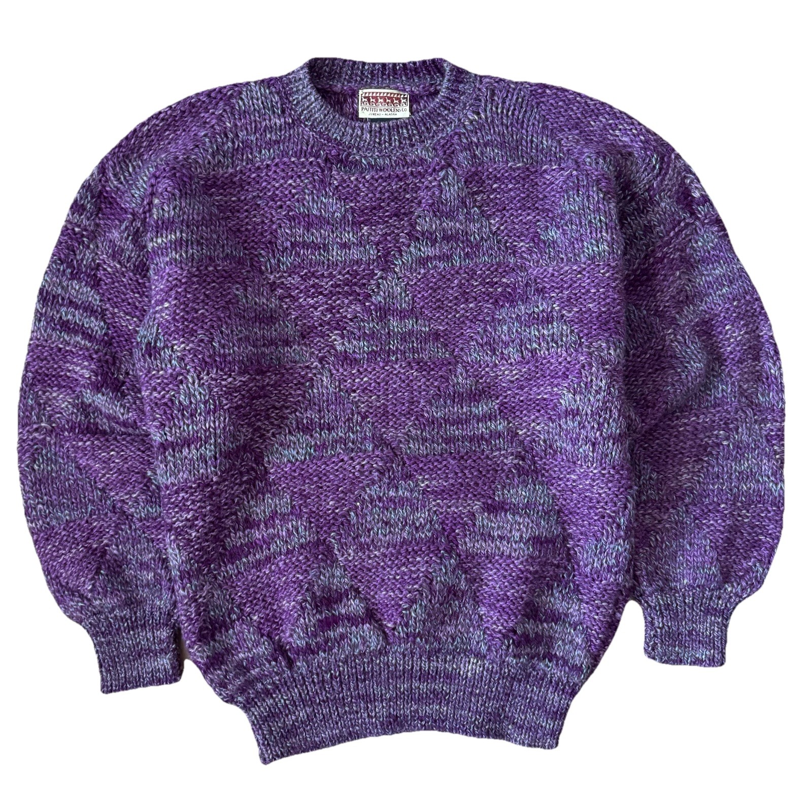 Vintage Paititi Woolens Sweater Womens L Purple 100% Wool Chunky Knit Alaska