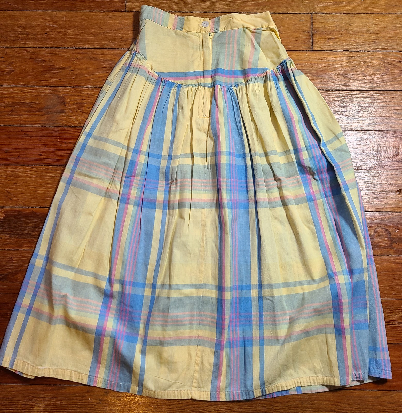 Vintage 70s/80s Santa Cruz Flat Front Plaid Skirt SZ 5 Cotton A-line Full Retro