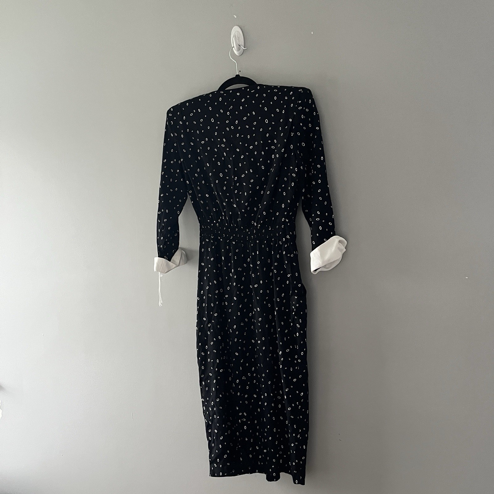 Vintage 80s R J Stevens Black and White Dot Dress Career Work Size 8
