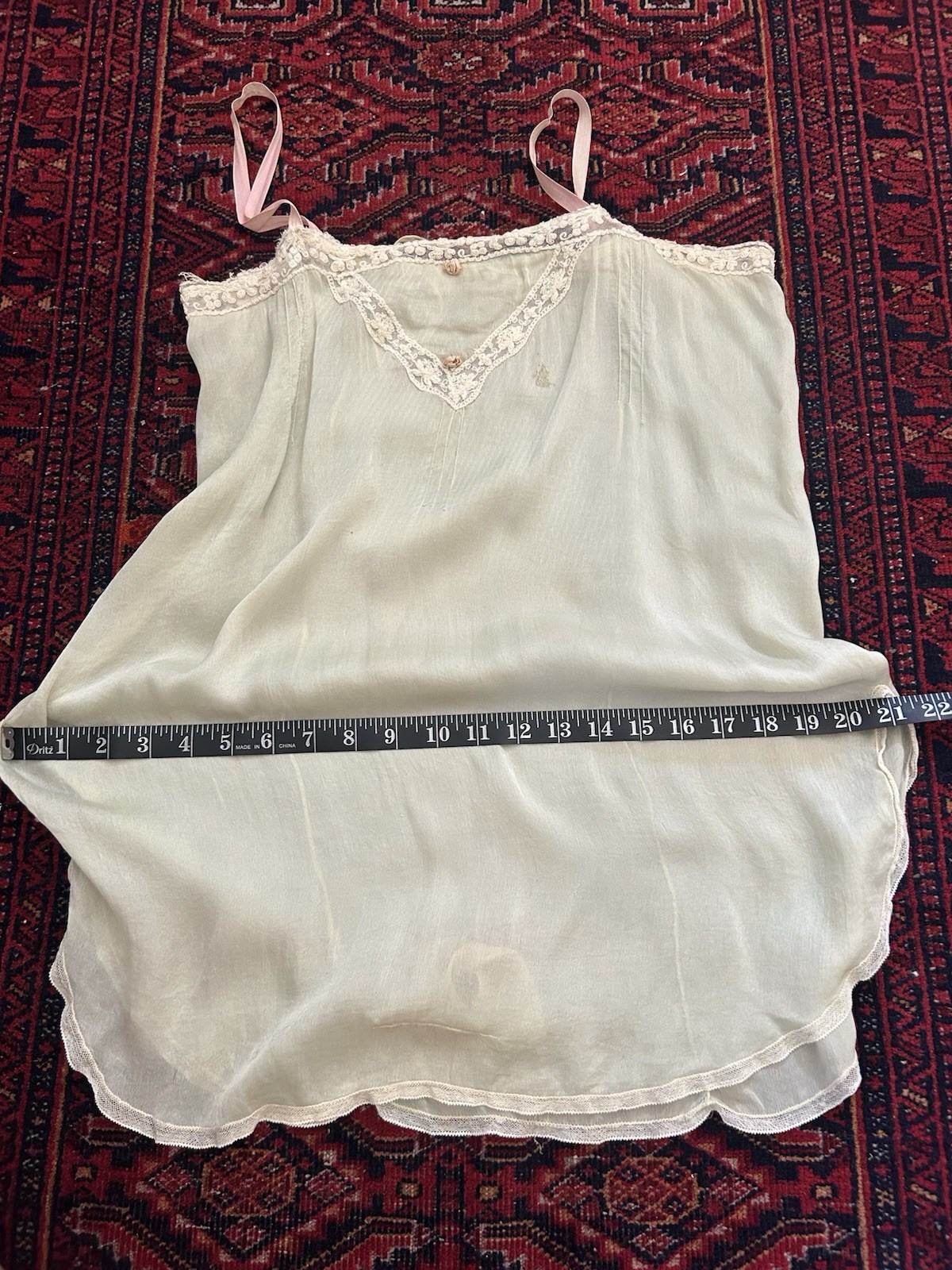 Sea-foam Green 1920’s Silk Teddy / Step-in. Antique Lingerie.