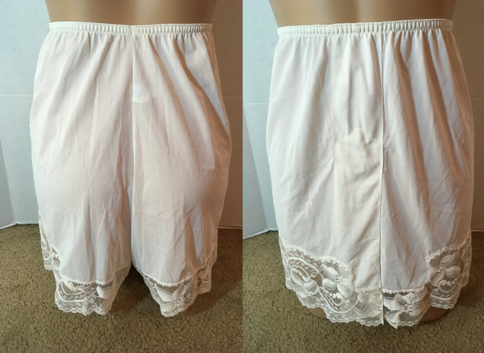 Vtg GORGEOUS LACE PANTY Semi SHEER NYLON Size Small White/Off white Fuller Cut