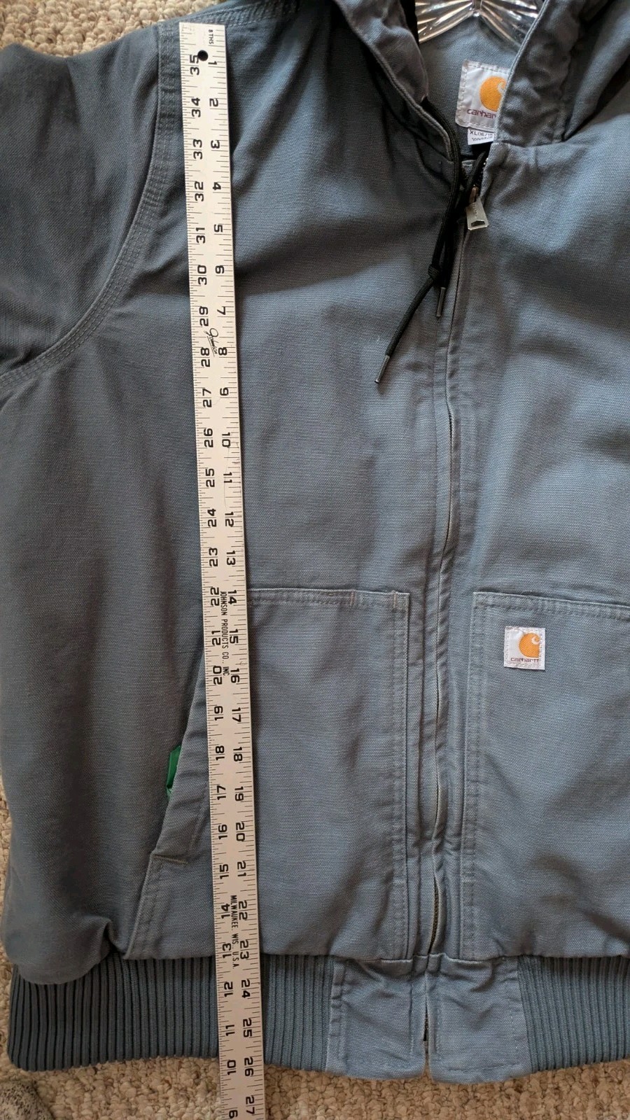 Women’s Vintage Carhartt XL Canvas Work Chore Coat Hooded Warm Gravel Color