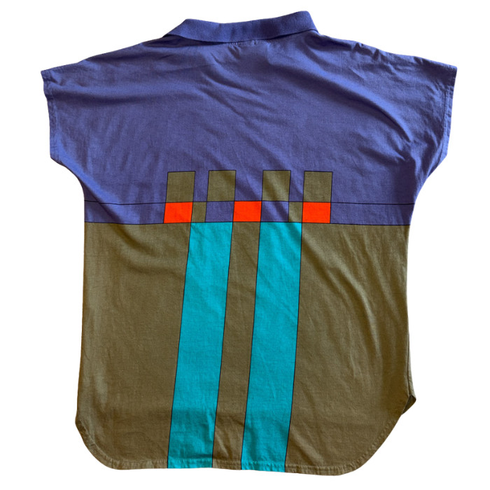 Vintage IXSPA Jamie Sadock 100% Cotton Geometric Color Block Abstract Top 80s