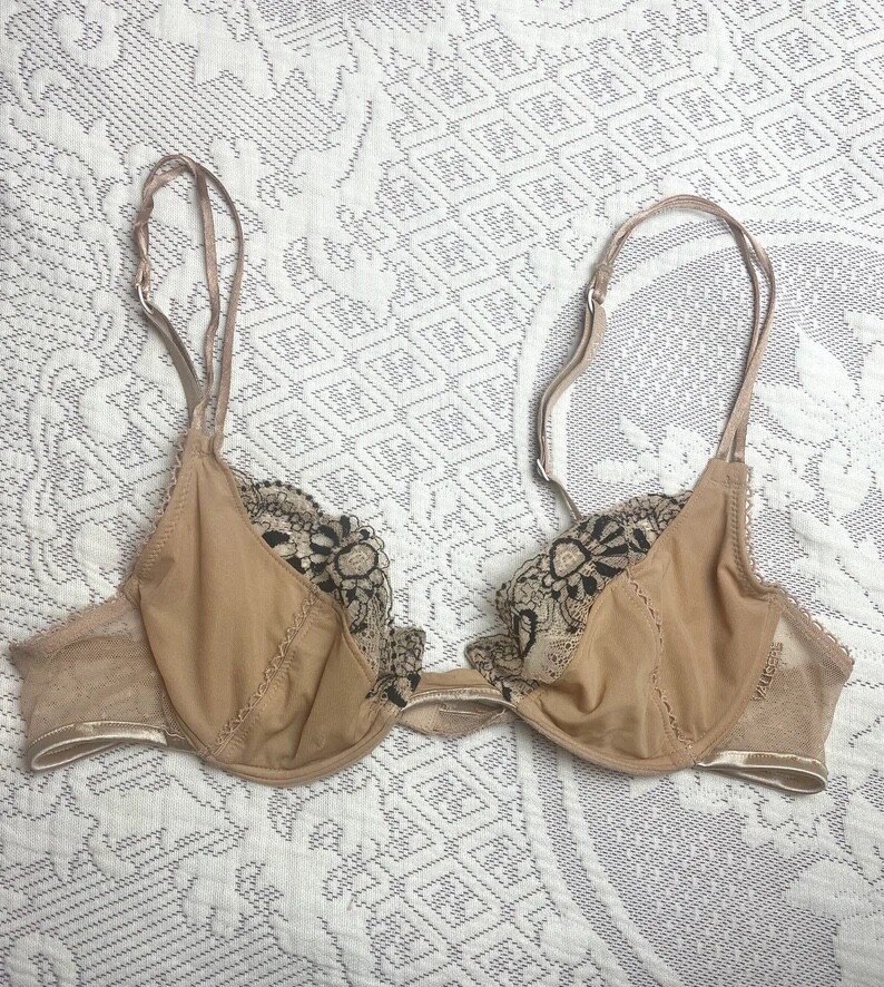 80s French Valisere Sheer Wired Bra | vintage elegant bra eighties lingerie