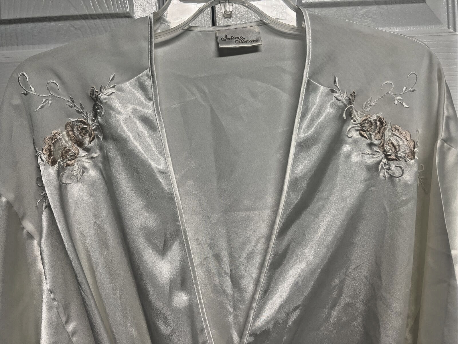 Intimo Amore vintage white satin beaded wedding nighty set Size S