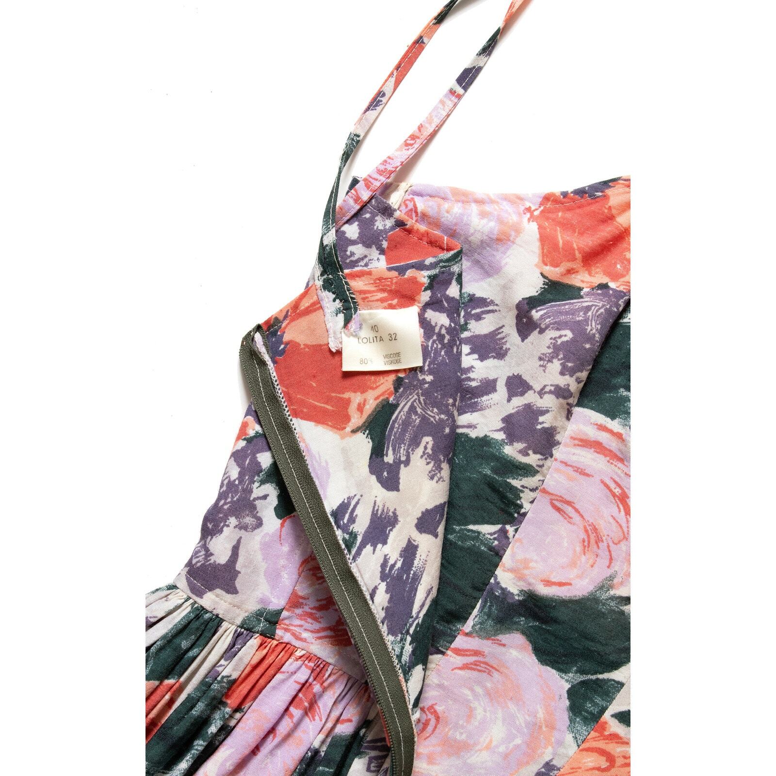 Vintage 1970s Sundress 70s does 1950s Floral Print Spaghetti Strap Fit and Flare