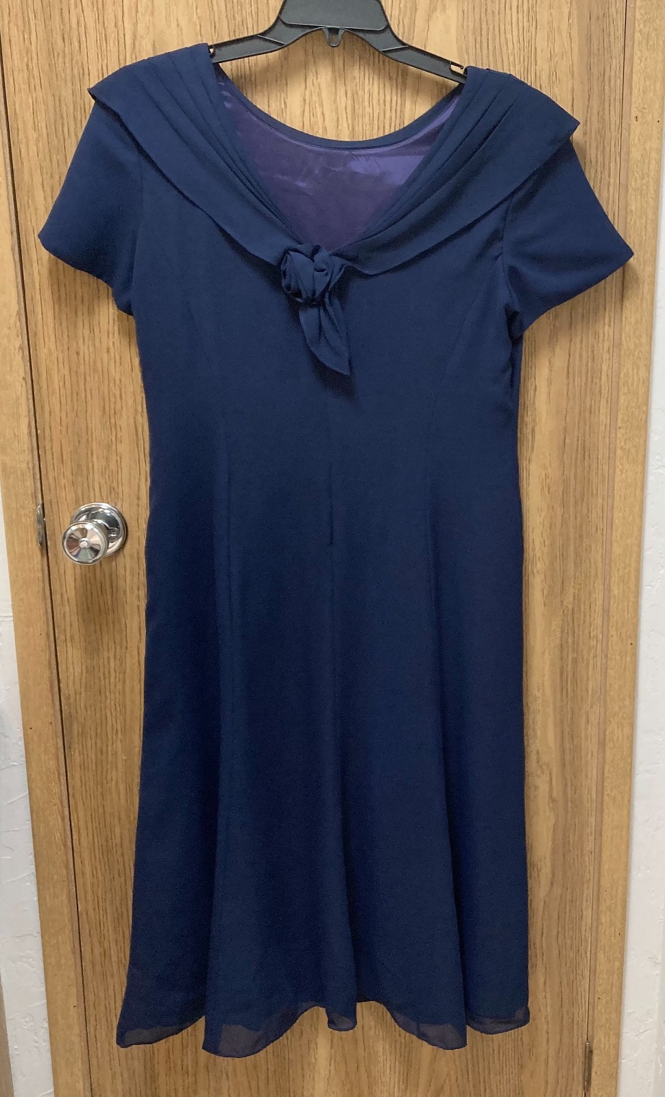 Vintage Depeche Mode by Yves Cossette 1940s Style Swing Dress Size 12 Navy Blue