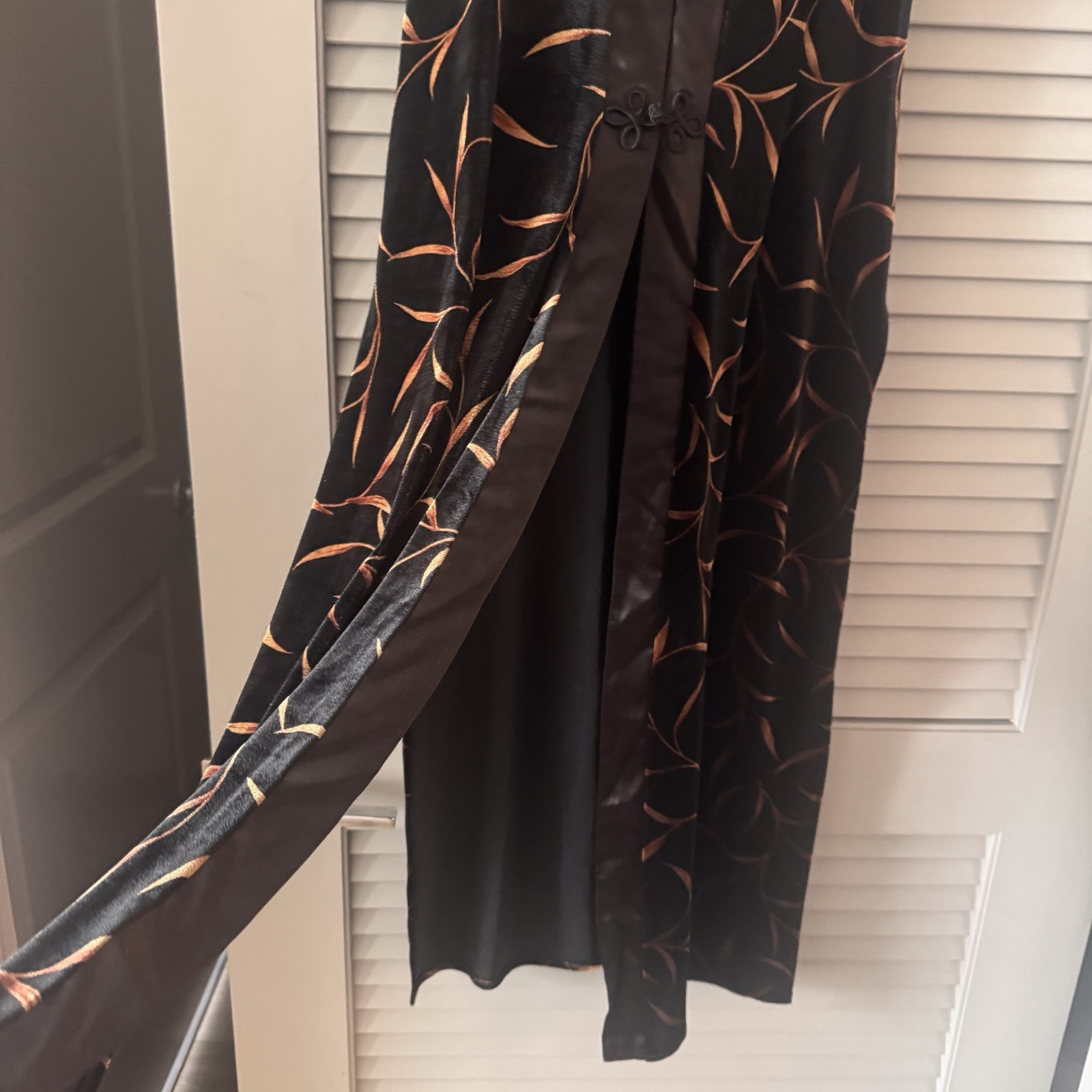 Vintage Rare Cottage Core Cache Asian-Inspired Velvet Duster / Kimono Dress M