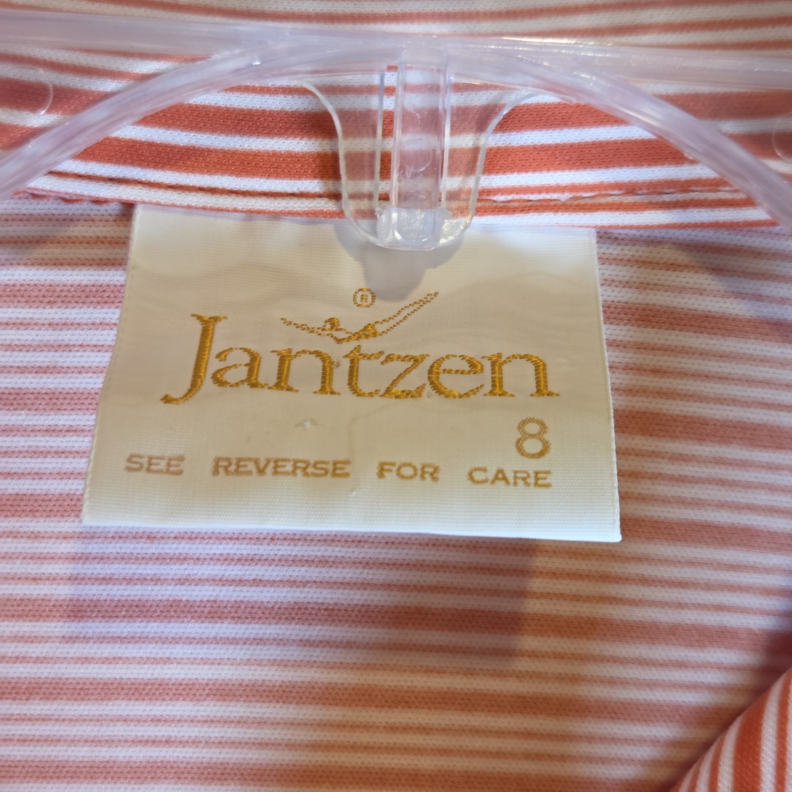 VTG 70s Jantzen Geometric Dots & Stripes Shirt Womens 8 Orange Polyester Disco