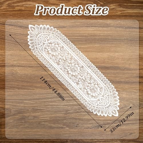 2 Pack Cotton Crochet Lace Rectangular Table Runne – European-Style Hollowed