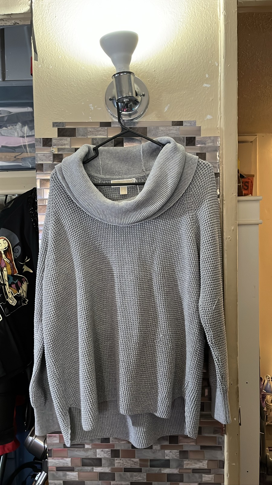 Michael Kors Gray Waffle Knit Cowl Neck Pullover Sweater Womens