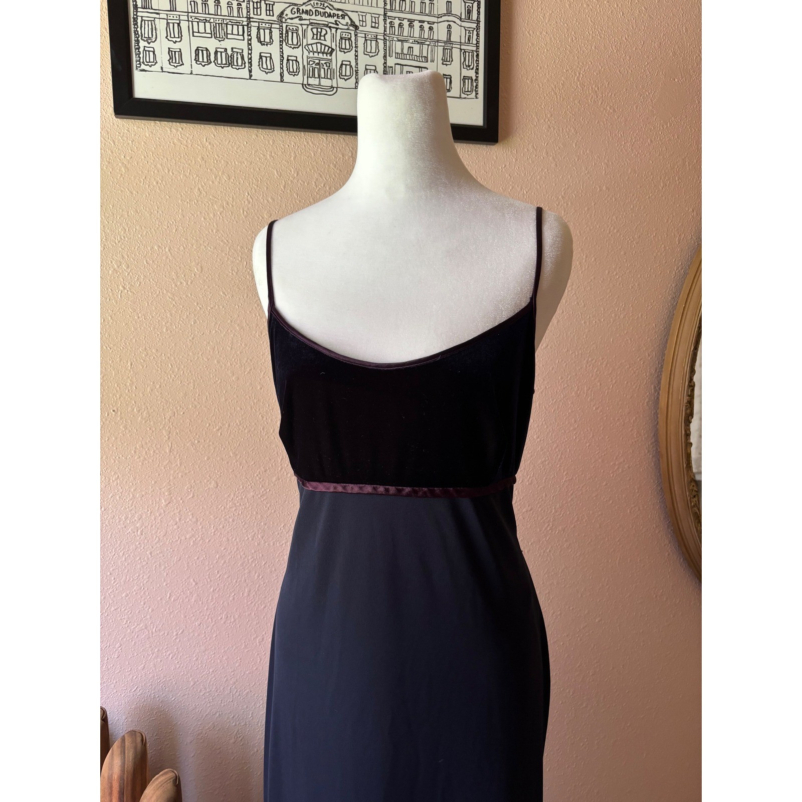 Vintage 90s Whimsygoth Blue Velvet Evening Gown