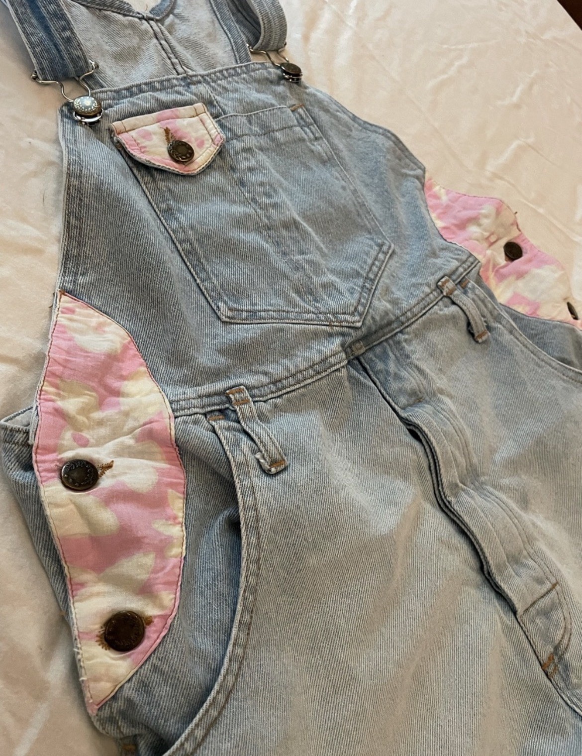 Vintage/ Deadstock Zeppelin Denim Overall Short W Floral Trim