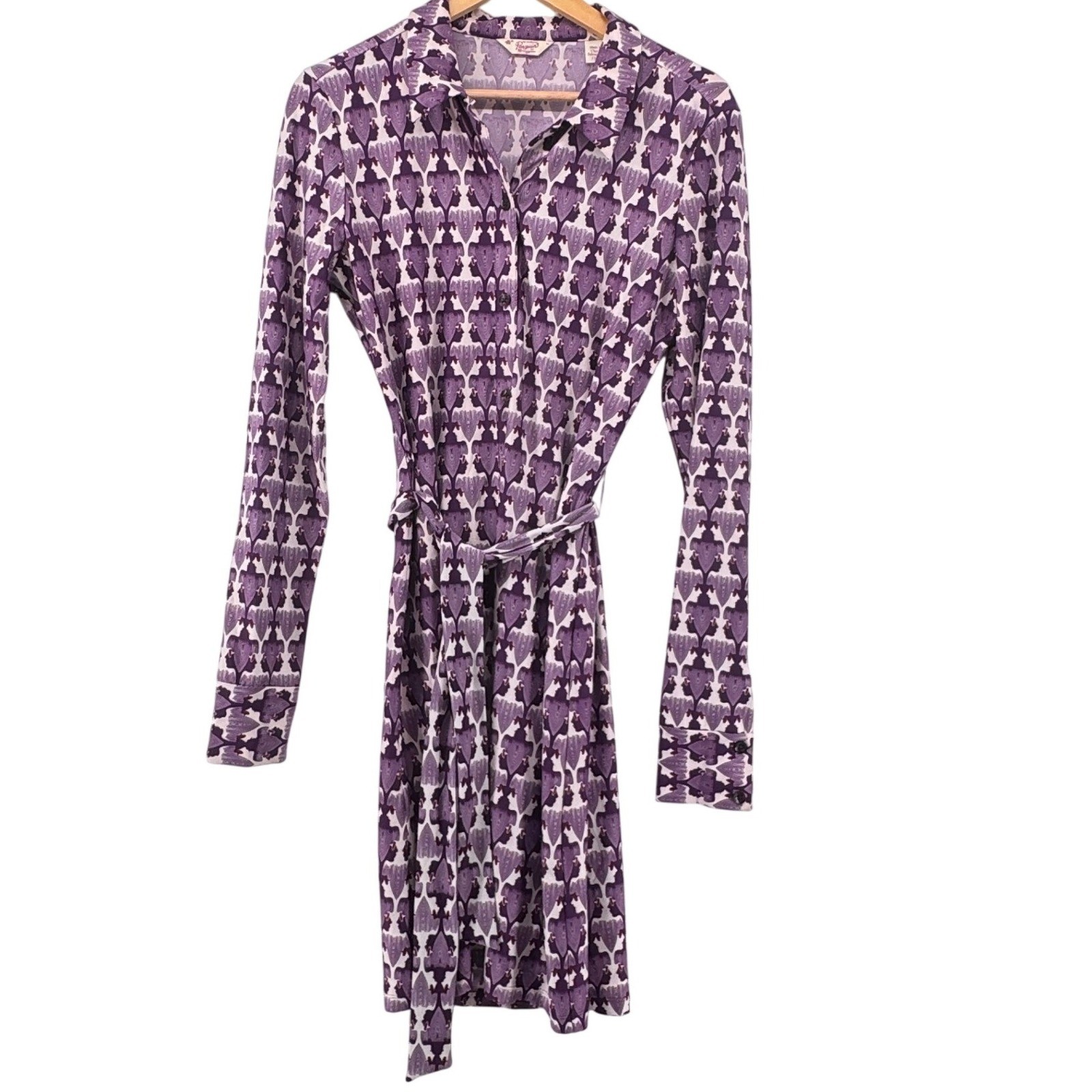 Original Penguin Purple Mod Silhouette Portrait Shirt Dress Medium Pop Art
