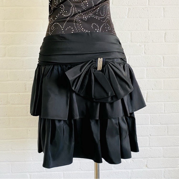 Vintage TJuniors Black Drop Waist DressSize 3-4 Ruffle Sequins 80’s Cocktail