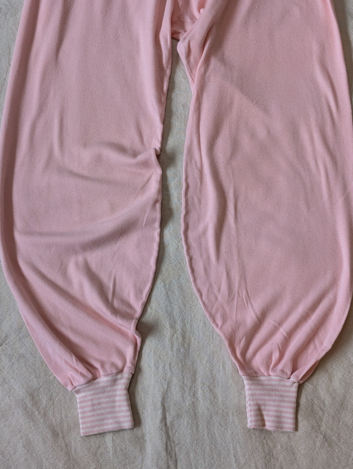 Hanes Vintage 60s Suede Knit Pink Leisure Pajama 2 Piece Sweat Set Size LG