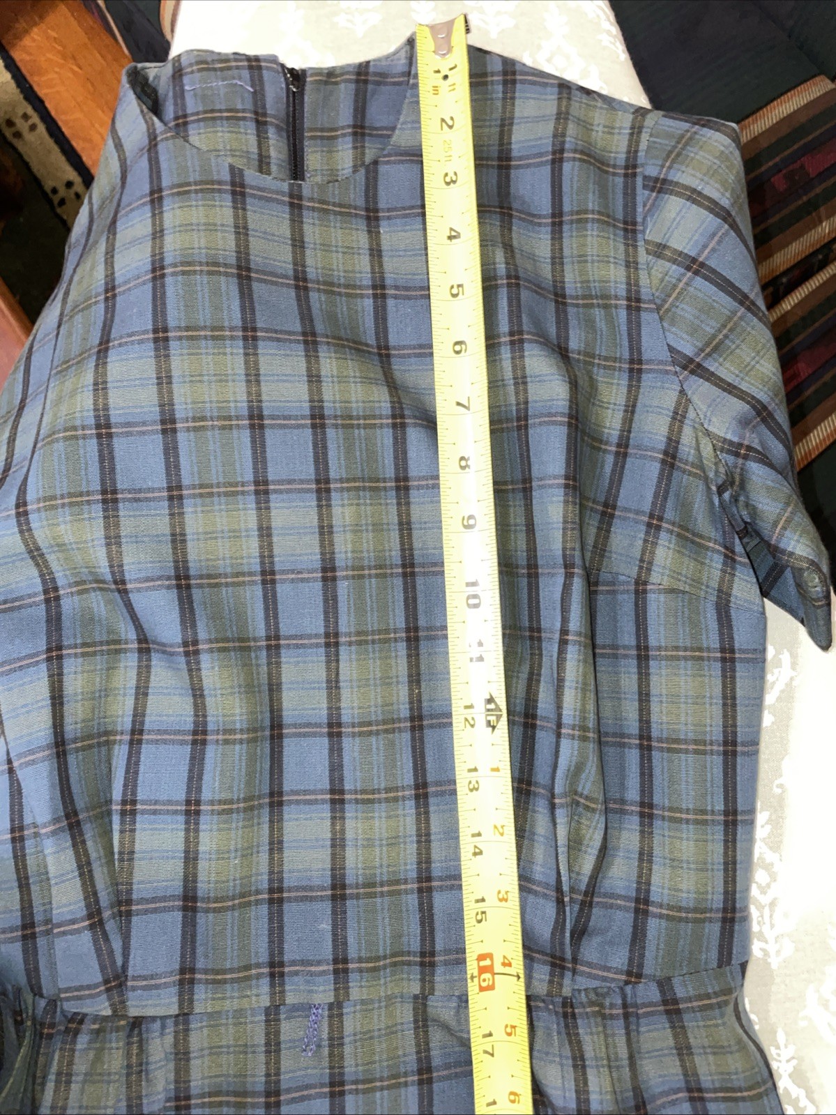 Vintage 60s Nelly Don Dress Jacket 2 Piece Set Blue Green Tartan Plaid Jacki ‘O