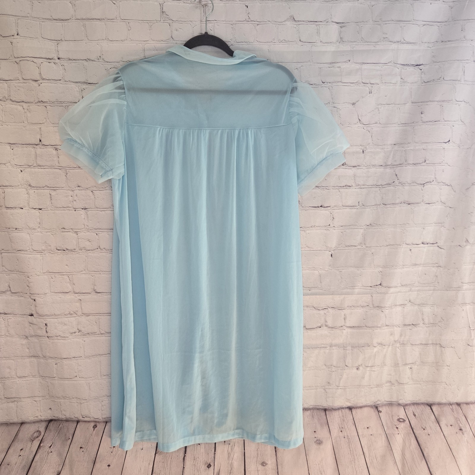 Vintage 60s Gaymode Penney’s Light Blue Babydoll Puff Sleeve House Coat Gown