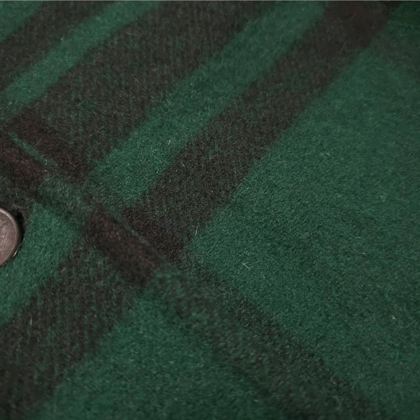Vintage Woolrich Gree/Black Plaid Trench Coat Wool/Leather Women Size M USA