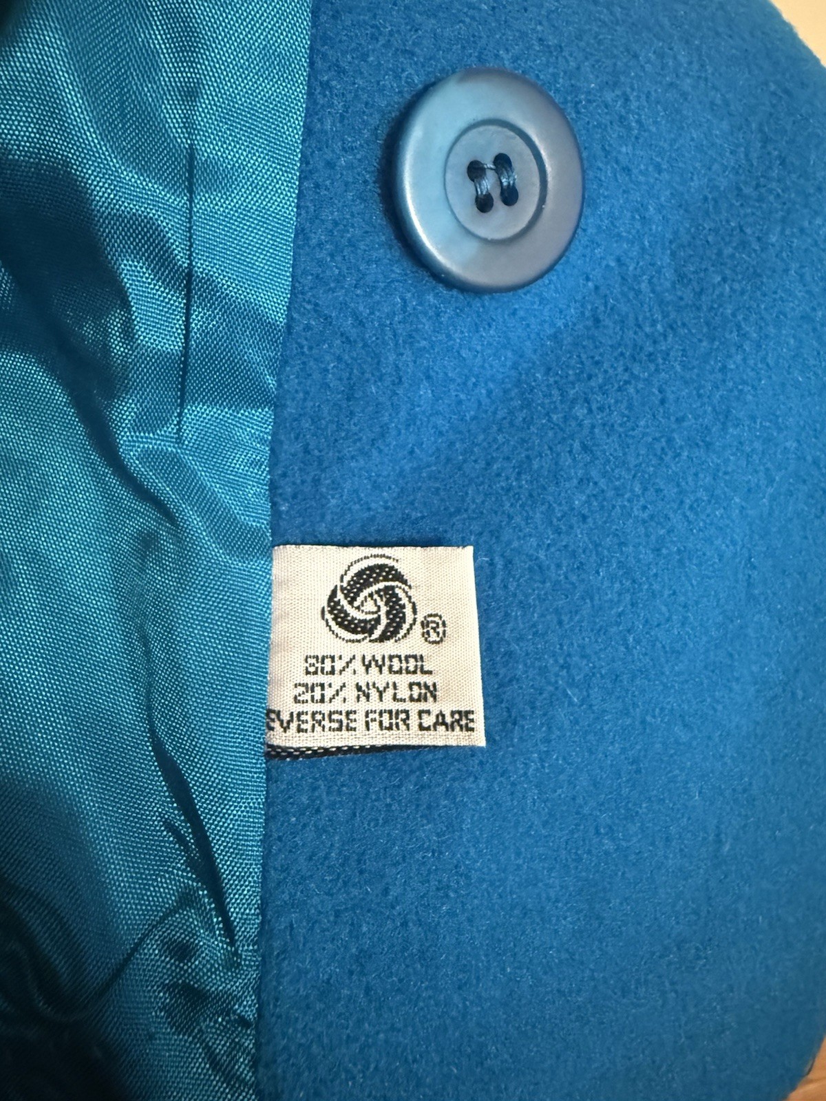 Vintage Teal Peacock Blue Car Coat Women’s XL/2X 80% Wool Satin Lined READ