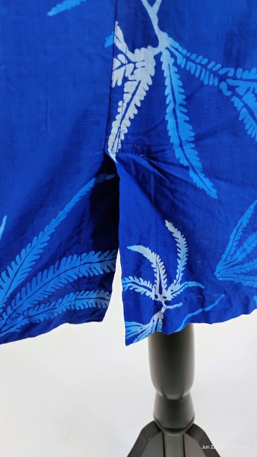 Global Kiwis Dress Vented Button Up Zip Pockets Mesh 100% Cotton Blue Tropical M