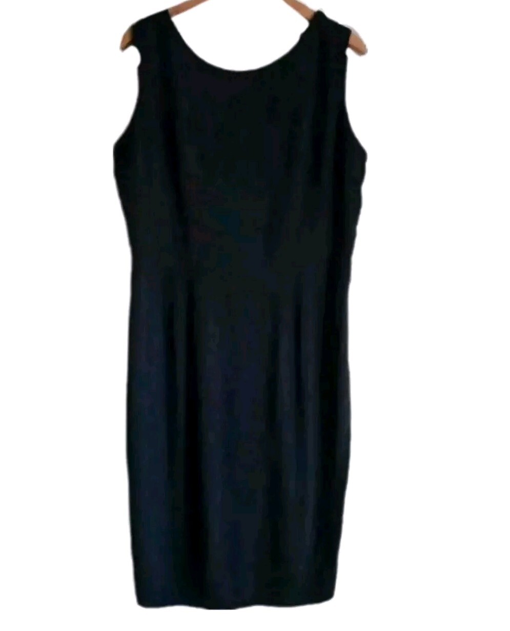 VTG 1950s RARE SIZE LARGE Jet Black Rayon ROCKABILLY Wiggle Dress