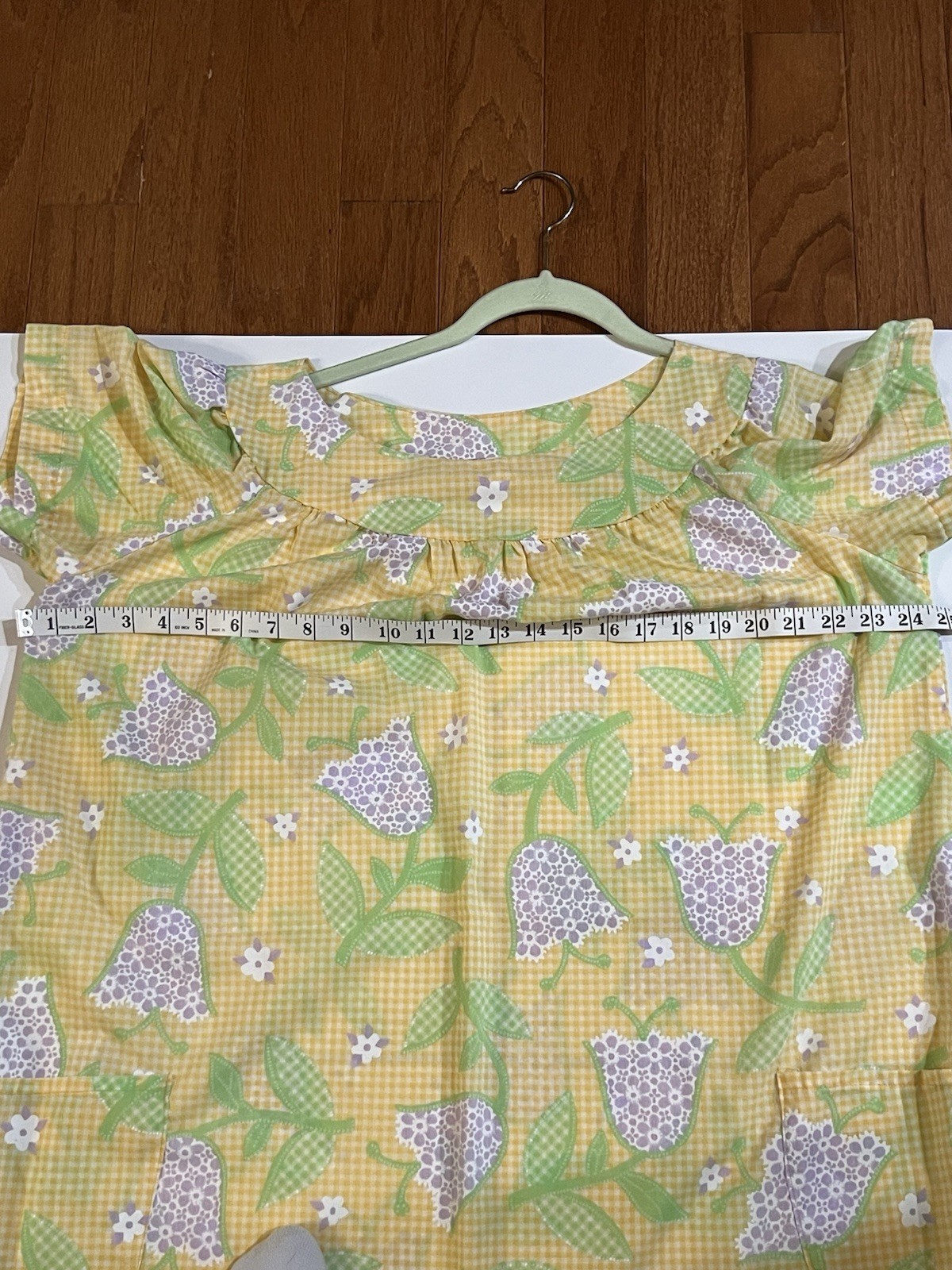 VTG California Items of San Francisco house dress,Large, Yellow/White gingham.
