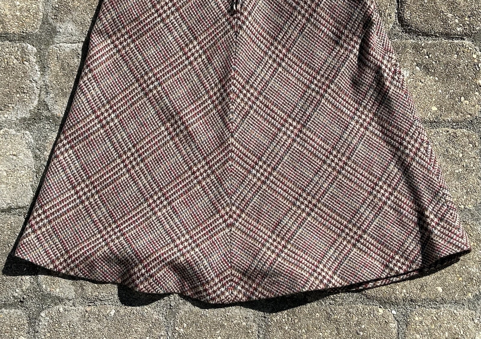 Vintage 60-70s Patty Woodard Button Zipper Plaid Wool Midi Skirt Size 11-12