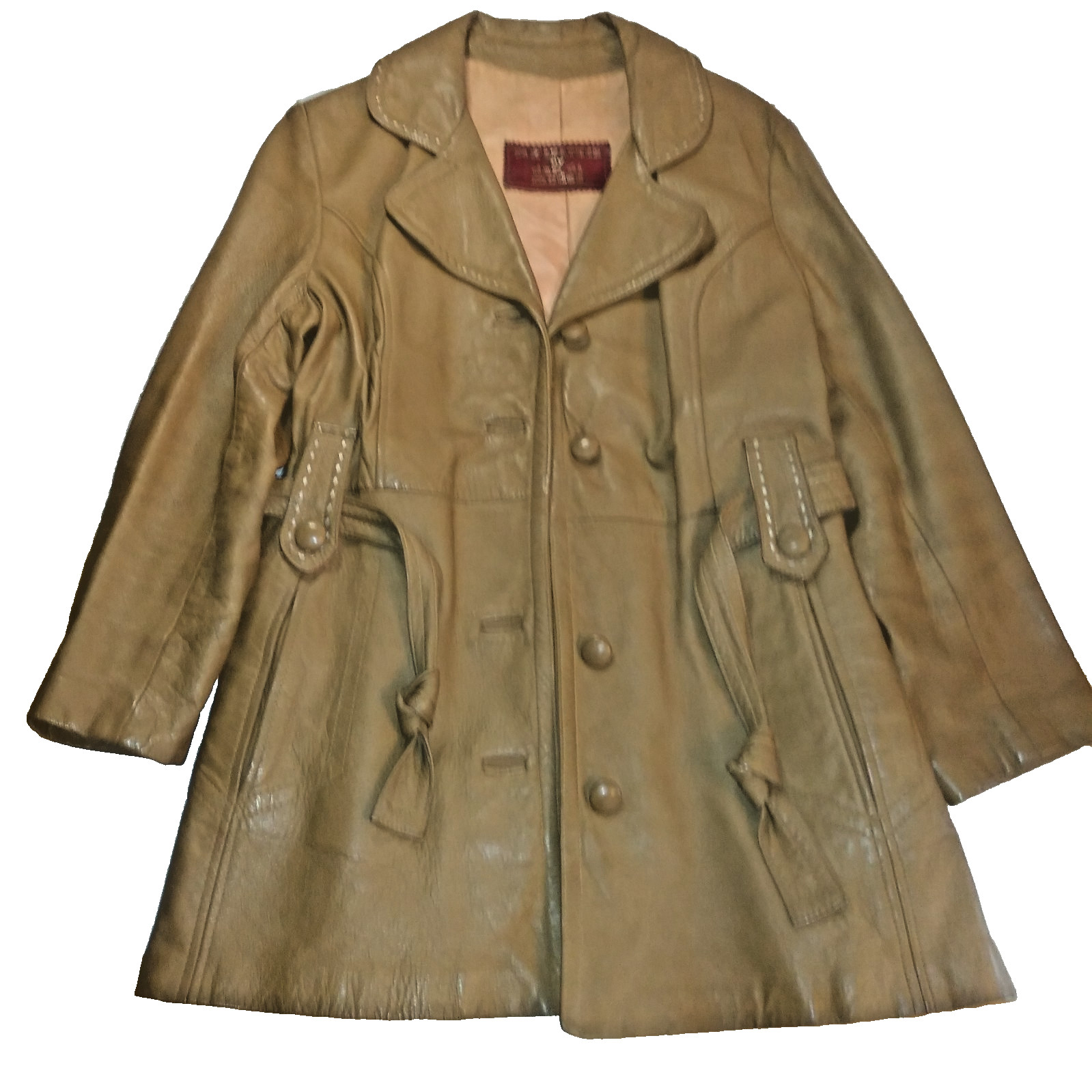 Vintage 24 K Leather By Dan Di Modes Coat Beige Gold size 12 approx