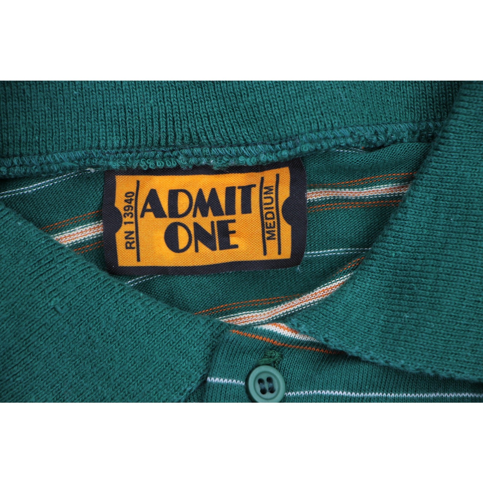 70s Vintage Admit One Striped Surf Skate Dogtown Grunge Punk Rock Polo Shirt