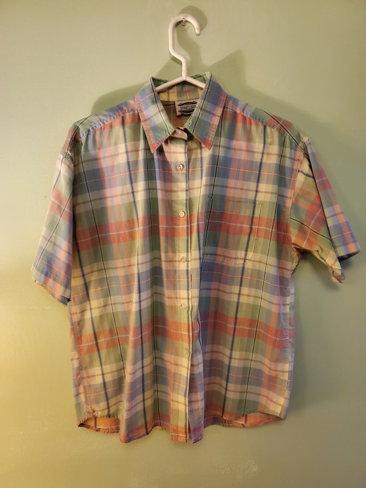 VINTAGE 1980’S Seperate Issue Plaid Dad Shirt Button Down Large