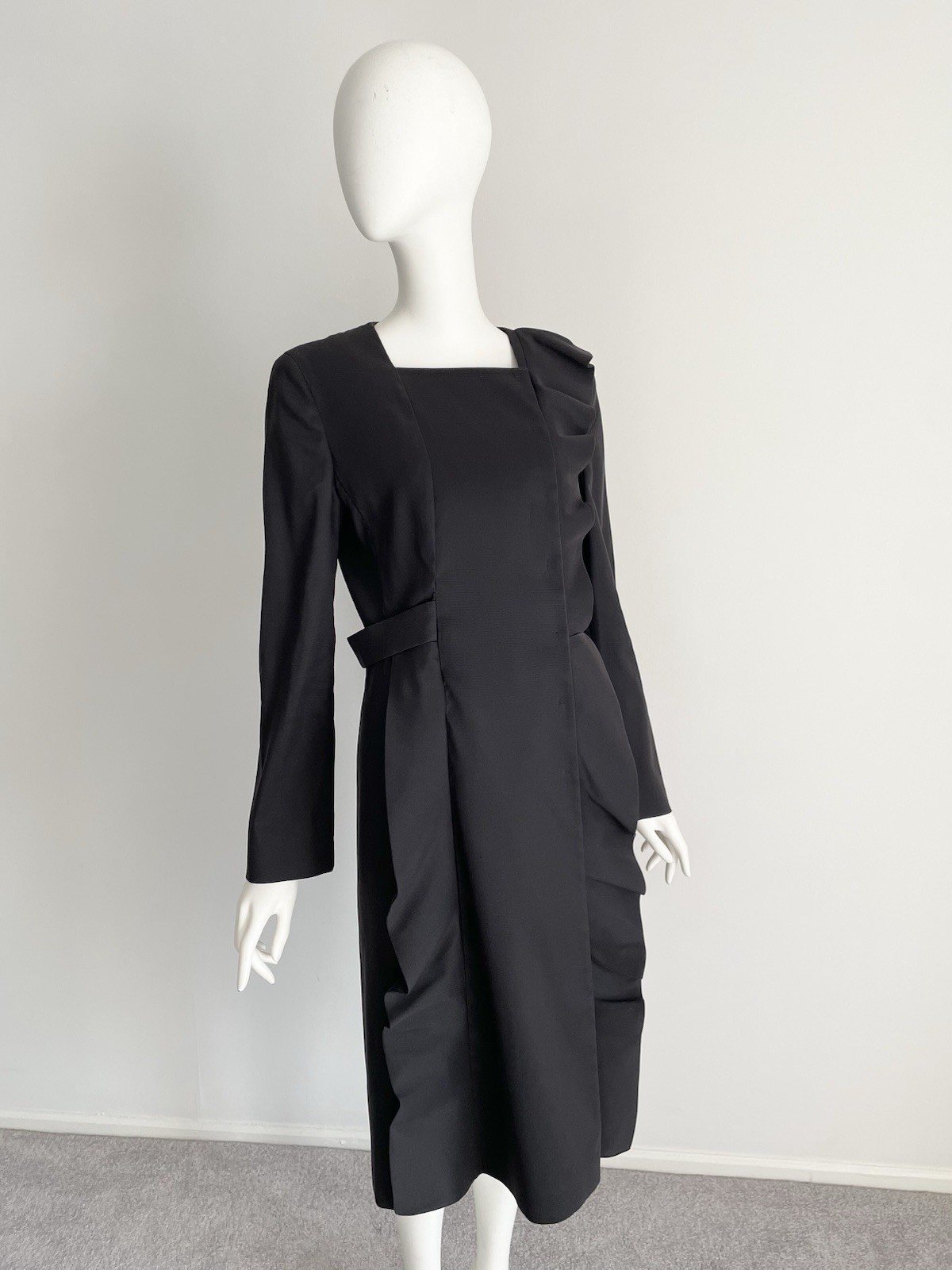 Prada Fall 2008 Runway Look #2 Coat Long Black Ruffle Women’s Size 44 Designer