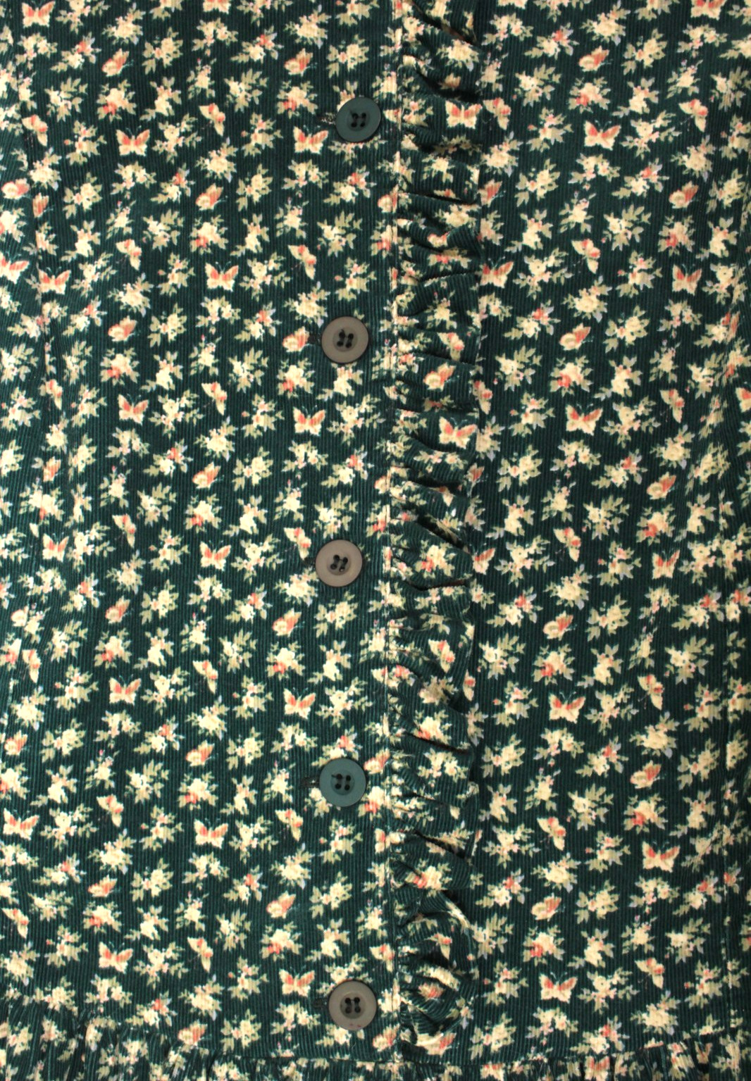 VTG Women’s 80s 90s Green Floral Laura Ashley Corduroy Maxi Dress XS/S
