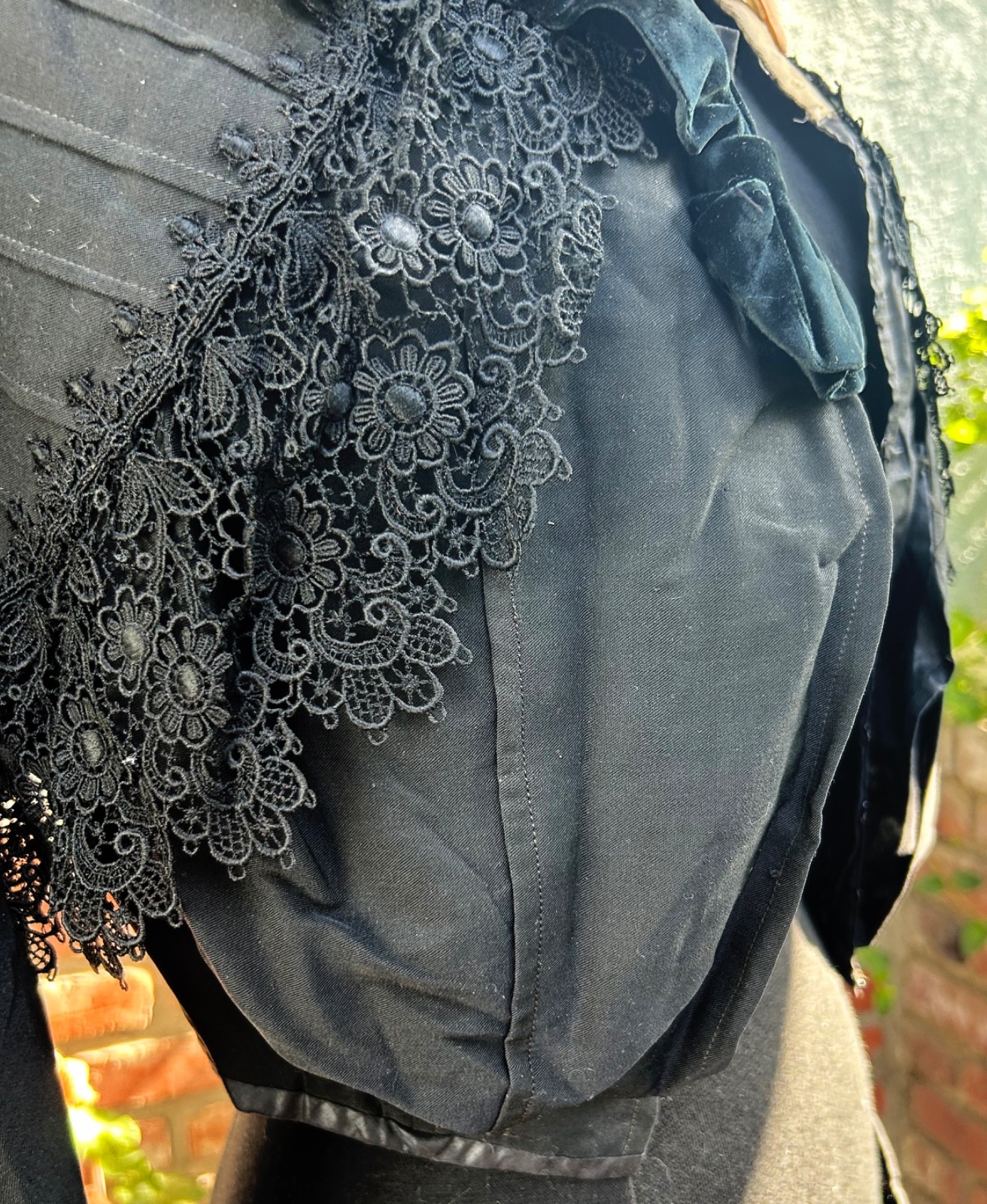 Antique Edwardian Black Lace Bodice Dress PRISTINE XXS Victorian Shirt Waist
