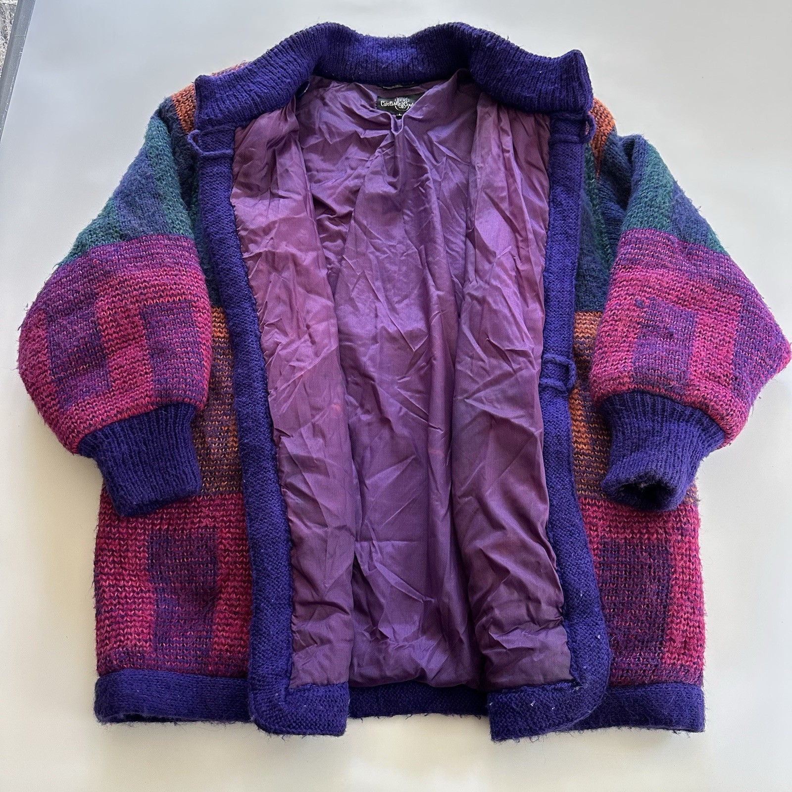 VTG Carlisle Couture Sweater Jacket Large Long Oversized Funky Knit Womens