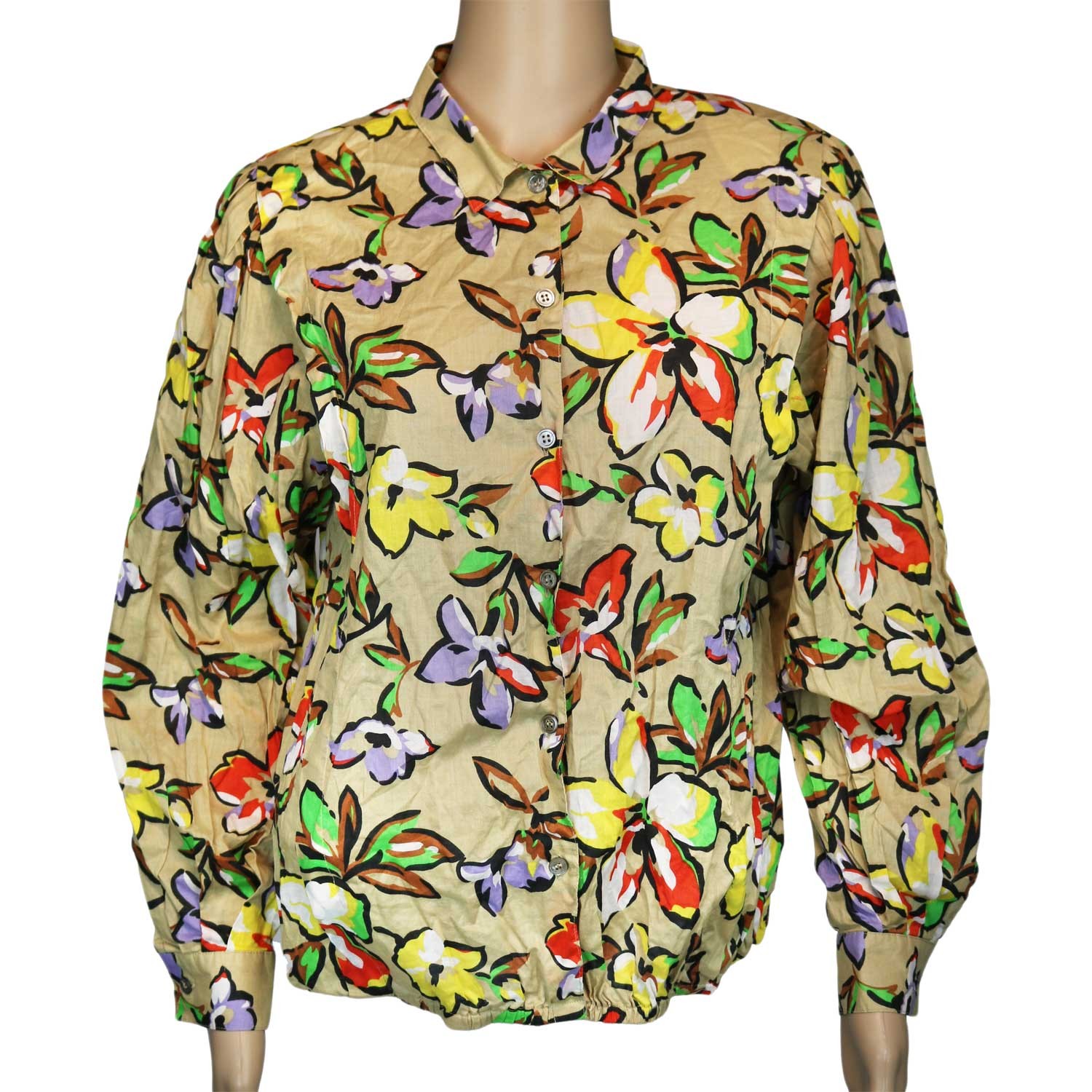 80s Vintage Shirt Blouse Top New Wave Floral Print Lightweight Cotton Fall 10