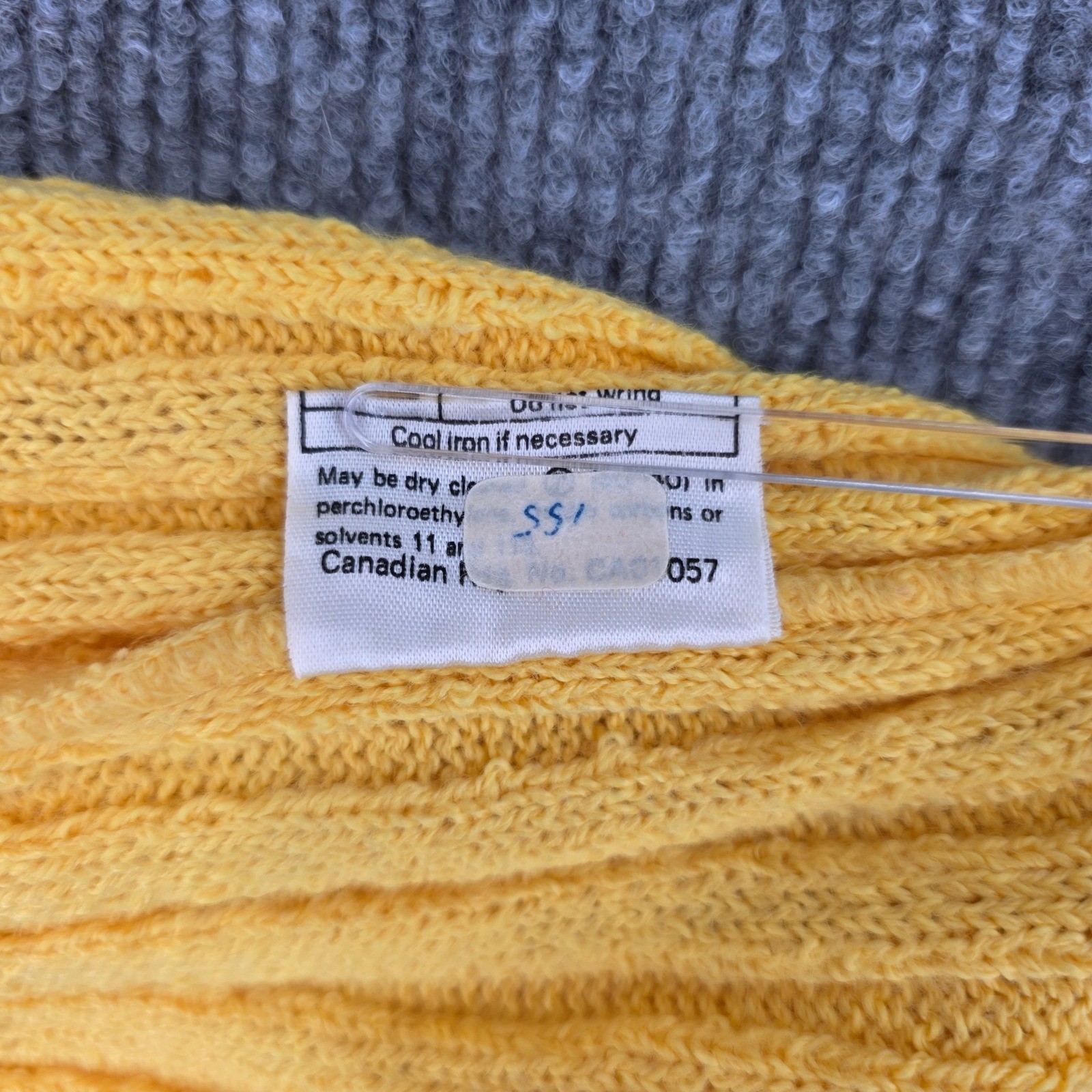 Vintage Jaeger London Yellow Ribbed V-Neck Knit Sweater Made in Great Britain 38