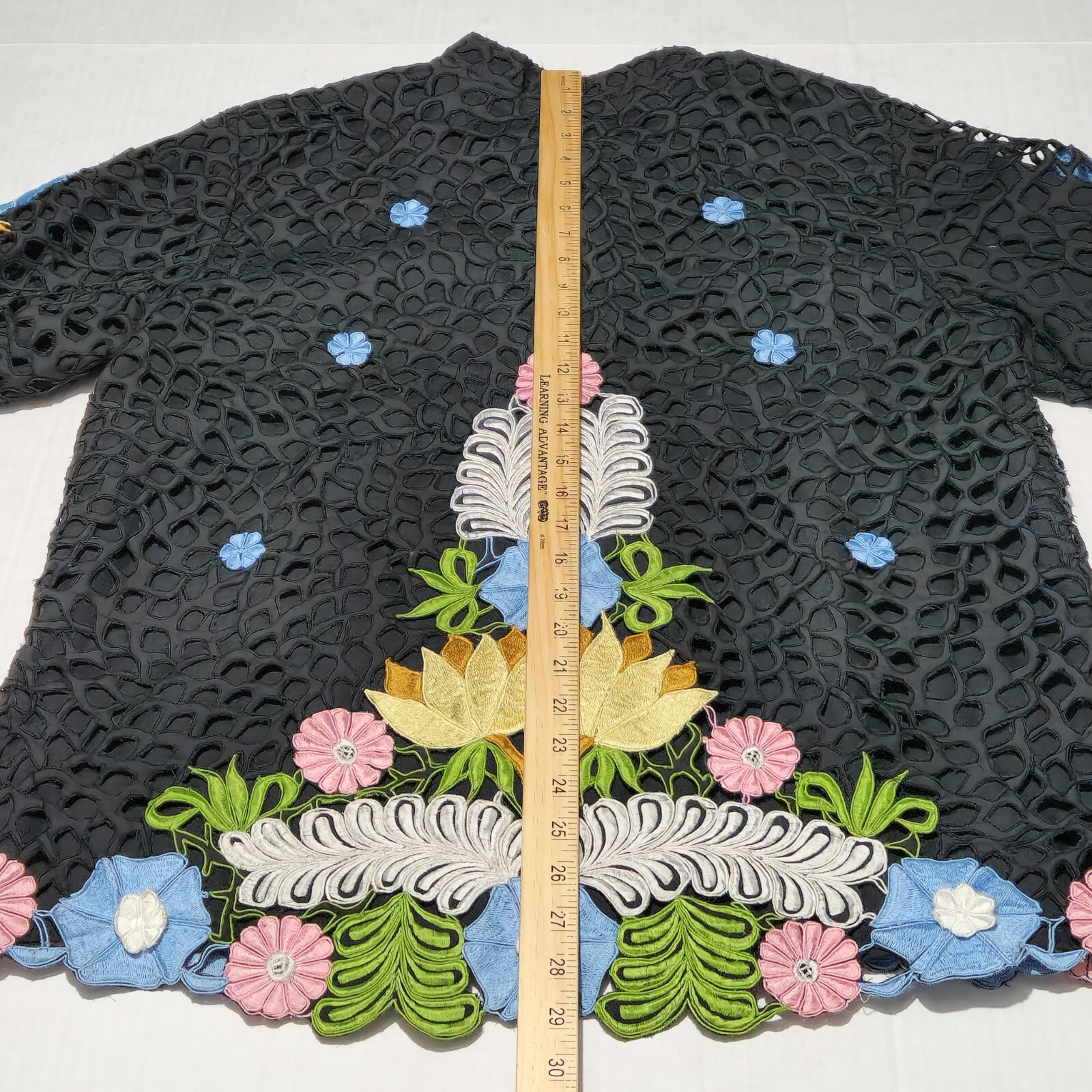 Queen Caro Of Honolulu Vtg Floral Embroidered Applique Jacket Hawaiian Art Wear