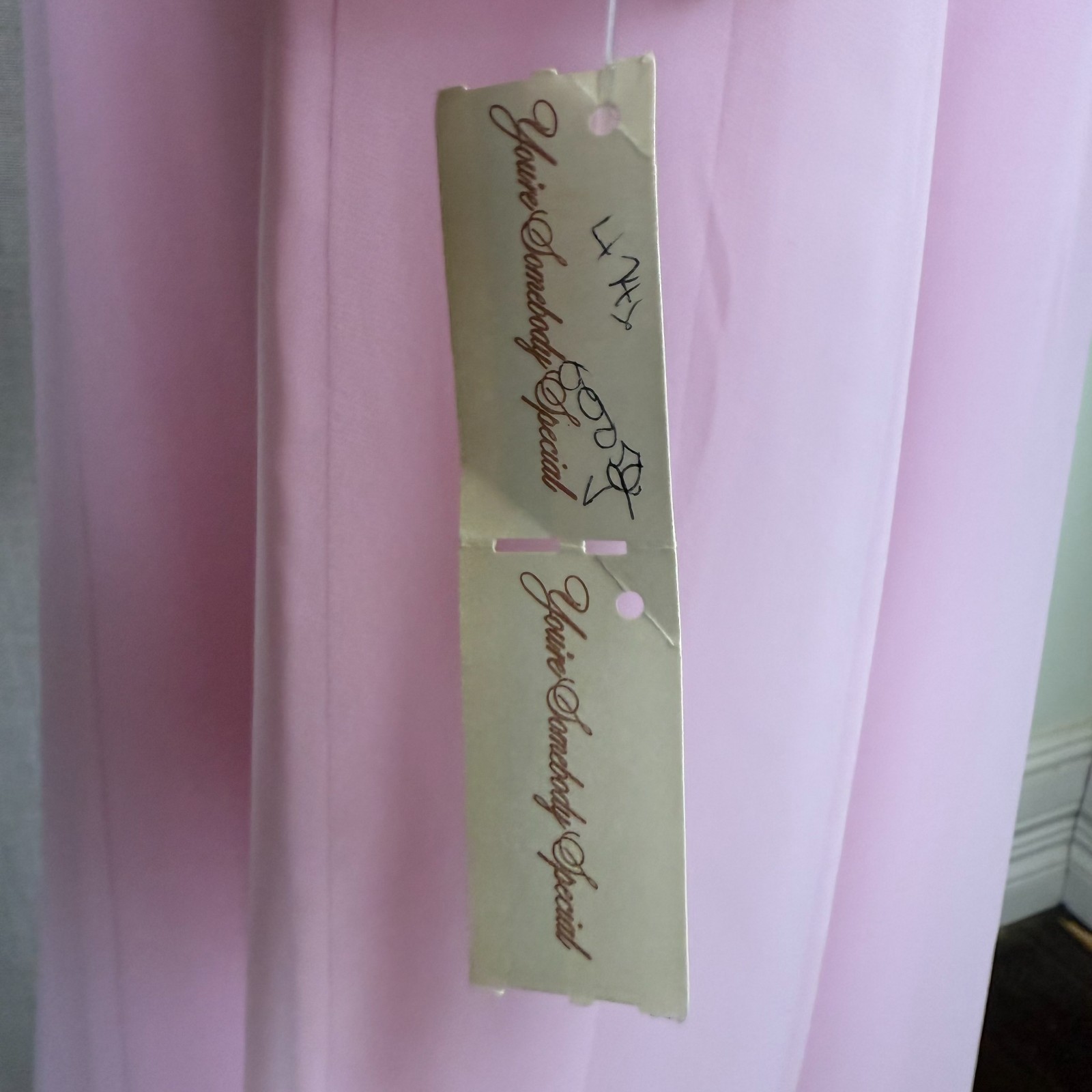 Vintage Miss Elliette California Pink Embroidered Chiffon Maxi Dress Size 12 NWT