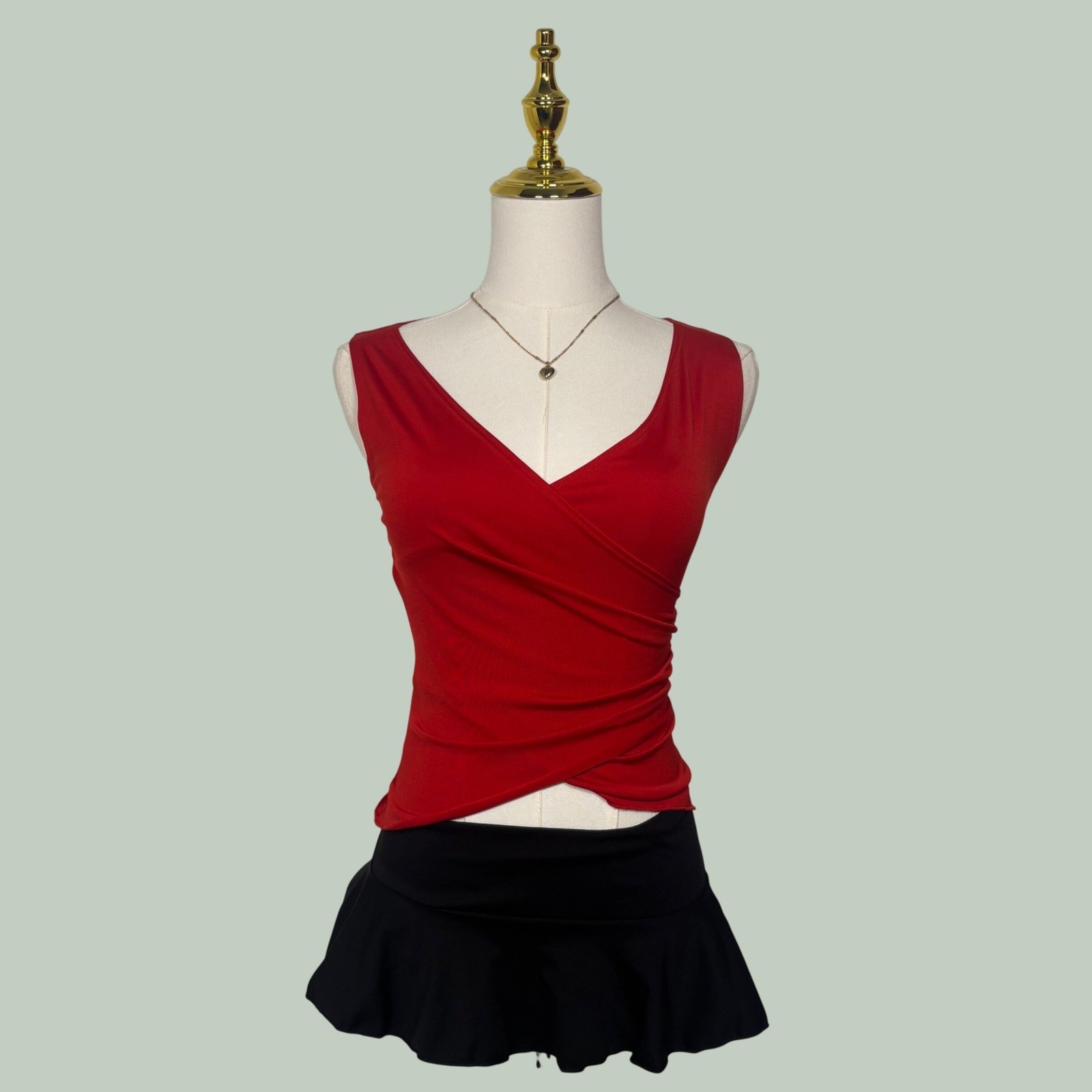 vintage Y2K late 90s cherry red wrap blouse top rachel green coquette club chic