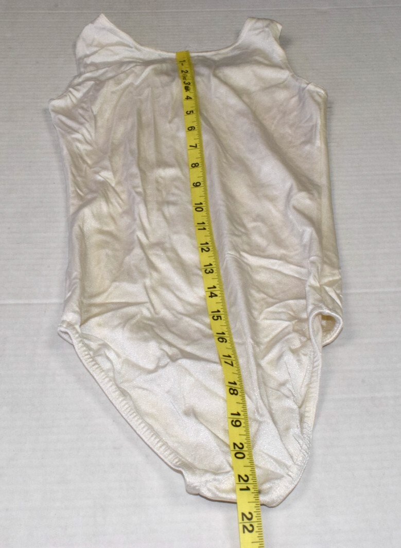 Vintage Leotard Costume Gallery Size XS 80s Shimmery White Stretch Made USA