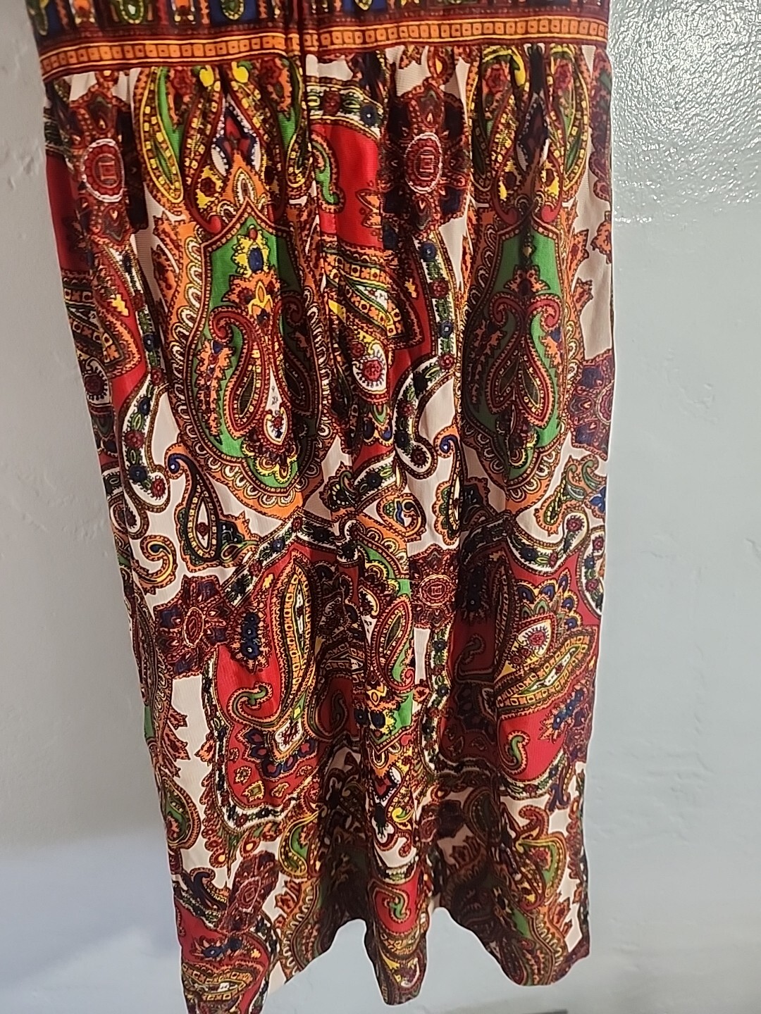 vintage 70’s dress paisly polyester psychedellic jerrie lurie 1970’s hippy 27″ w
