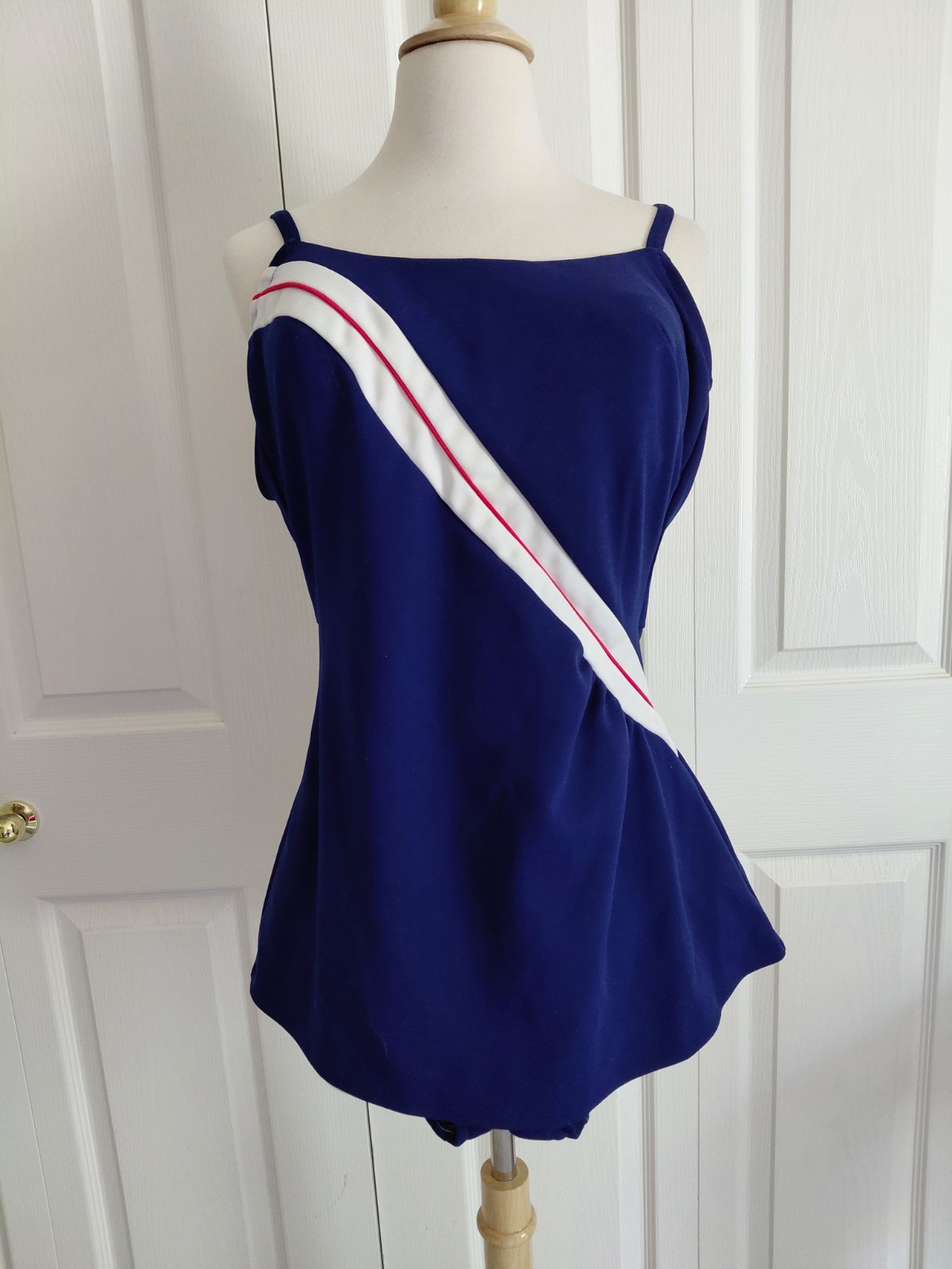 Vintage 1960s Robby Len Navy Blue Retro Swimsuit Mod Volup 16