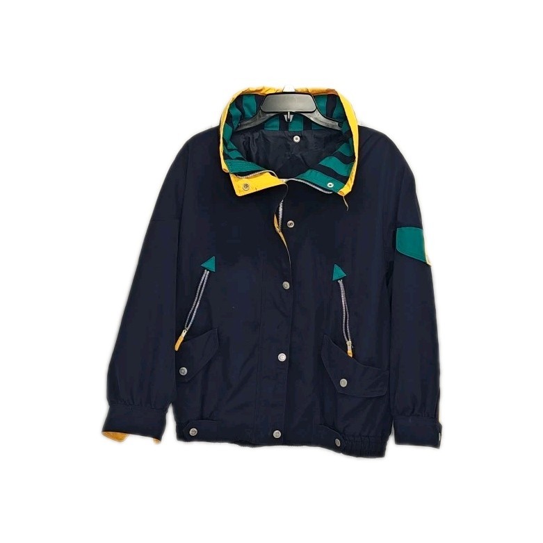 Vintage Mulberry Street rugby Jacket Size M colorblock blue green yellow