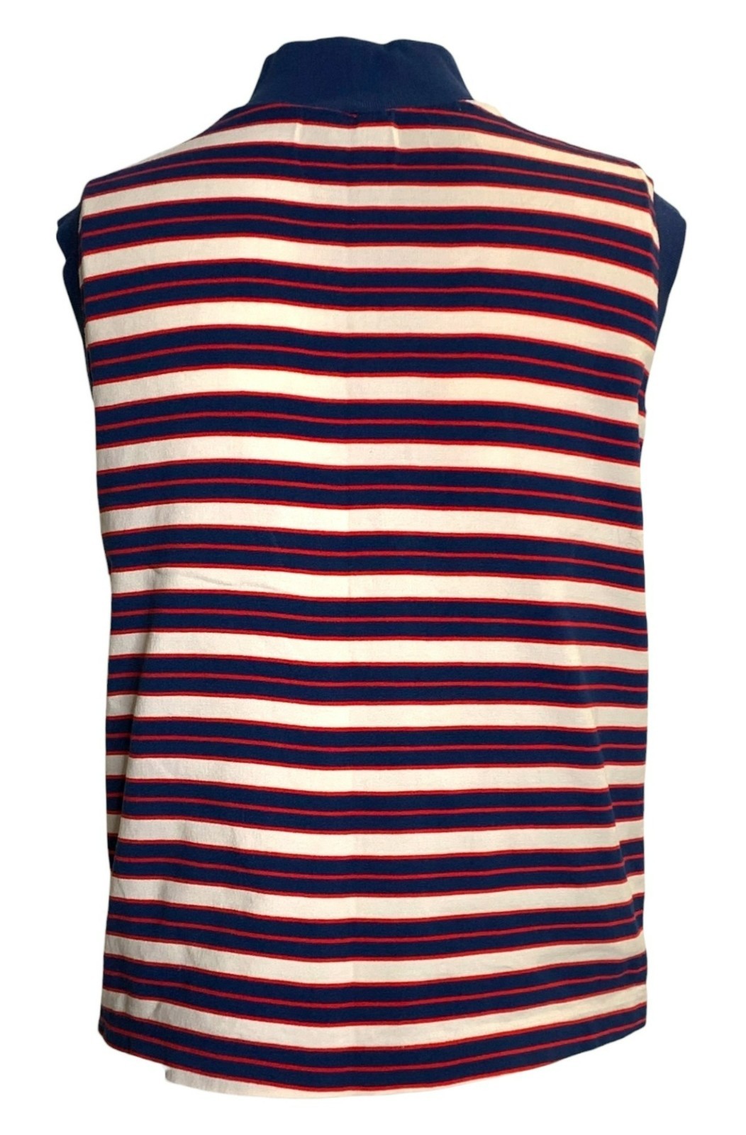 VTG 70s Striped Mod Preppy Blue Red Retro Academic Sleeveless Indie Top