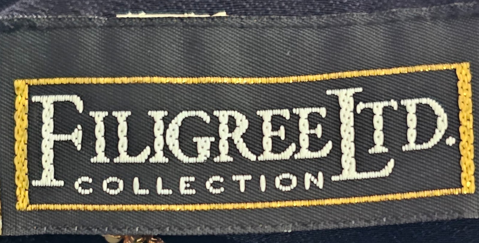 Vintage Filigree Ltd Black Velvet Dress Satin Lined Flower Button Size 8-10