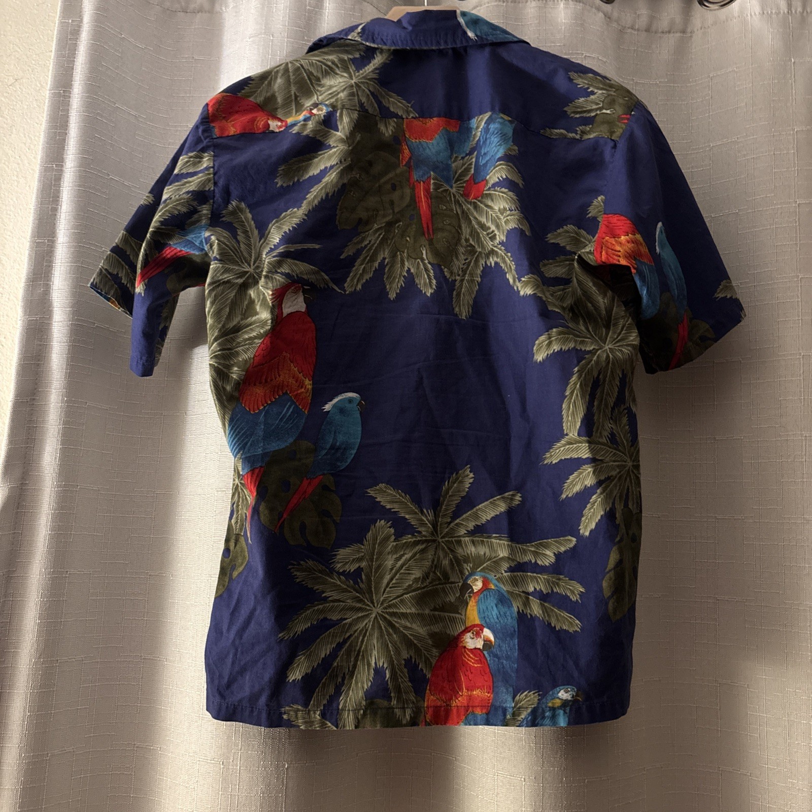 Tropical Polo Shirt 80s Ocean Pacific Hawaiian Blouse Button Up Parrots- M