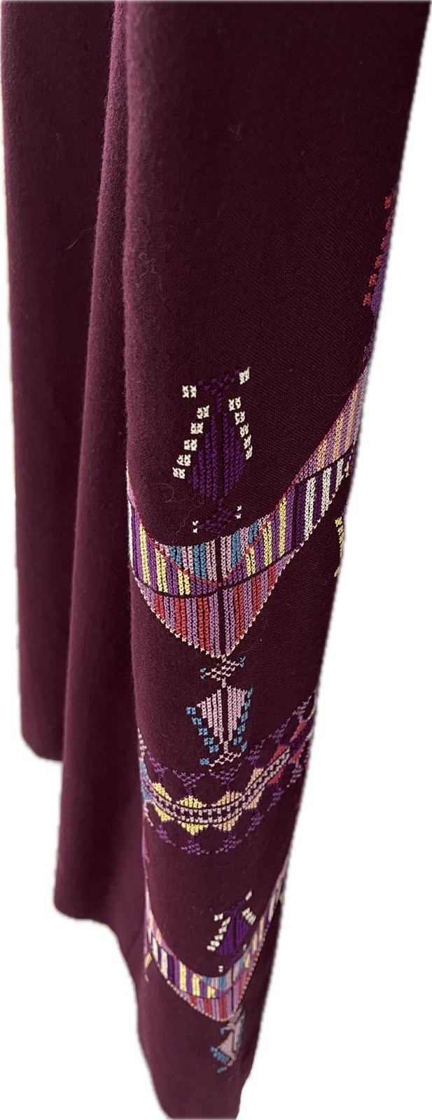 Vintage 1972 Hand Embroidered Wool Ethnic Caftan 70s Kaftan