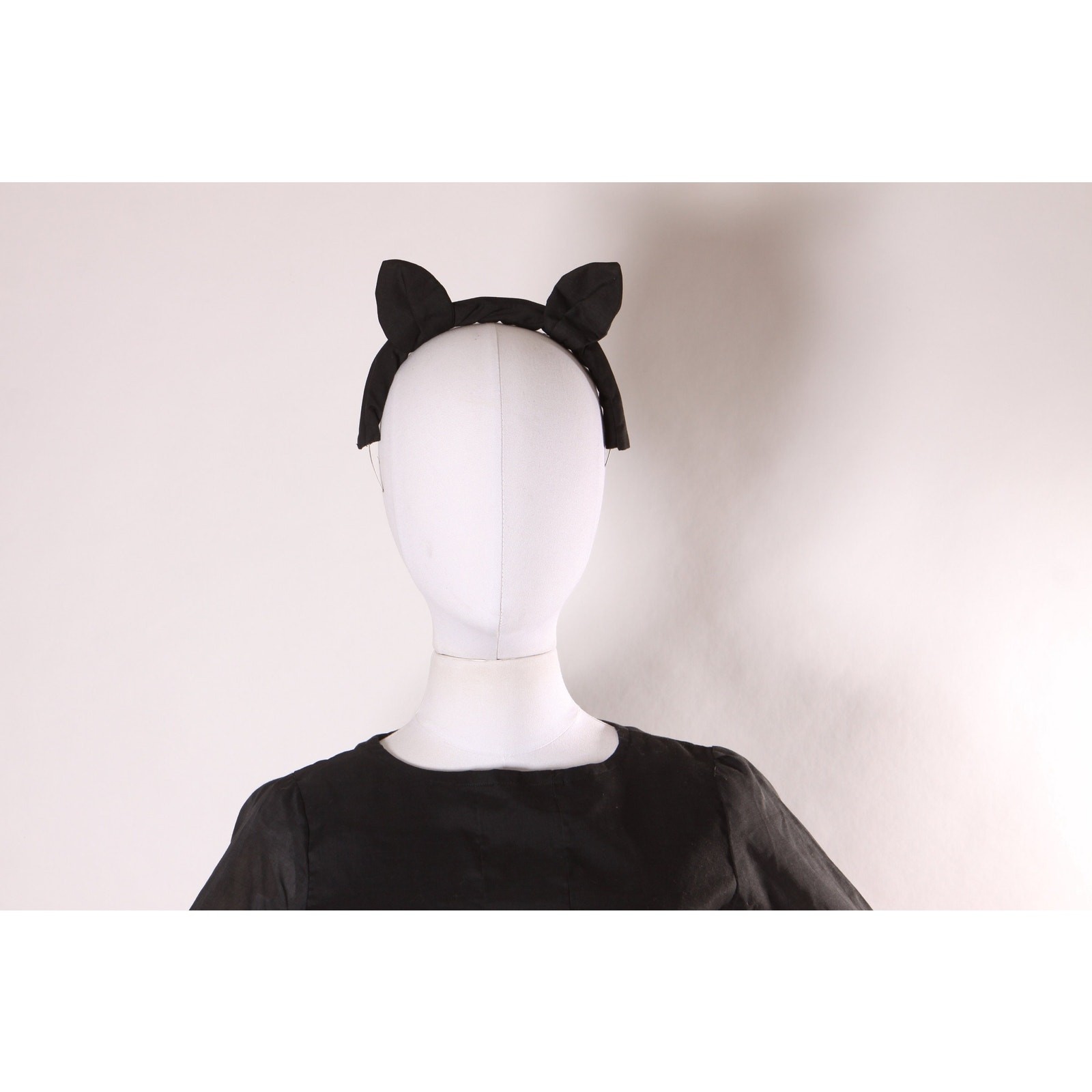 1970s Black Cat Long Sleeve Blouse with Cat Ear Headband Halloween Costume