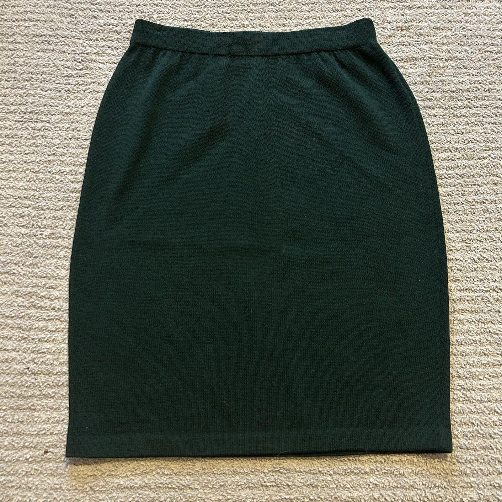 PRICE DROP – FLAW !! 1980s St. John Knit Evening by Marie Gray Green Skirt Sz 10